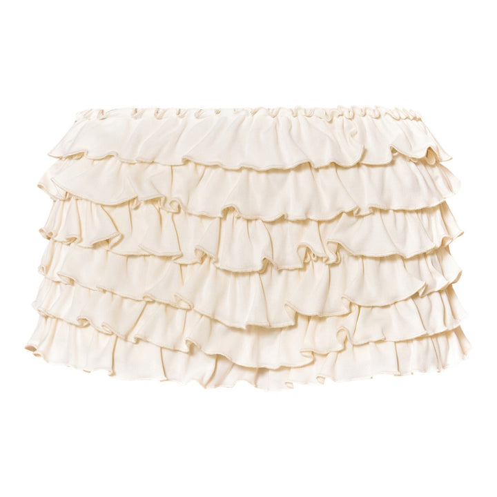 Women Clothing Solid Color Frill Wavy Casual Lantern Dress Short Skirt Culottes