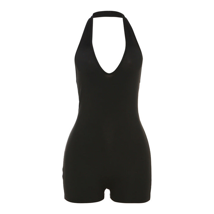 Summer Women Clothing Sexy Casual Low Collar Halter High Waist Tight Backless Romper for Women