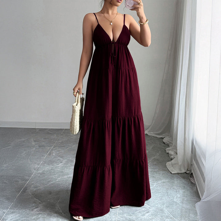Elegant Camisole Tube Top Long Dress Women Clothing Autumn Winter