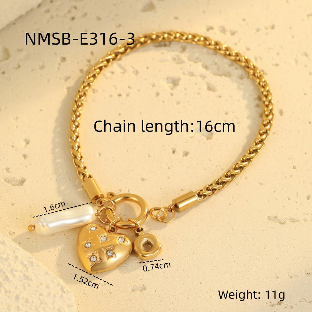Necklace Bracelet Diamond Embedded Love Embellished Necklace Light Luxury Minority Advanced Stainless Steel Bracelet Women