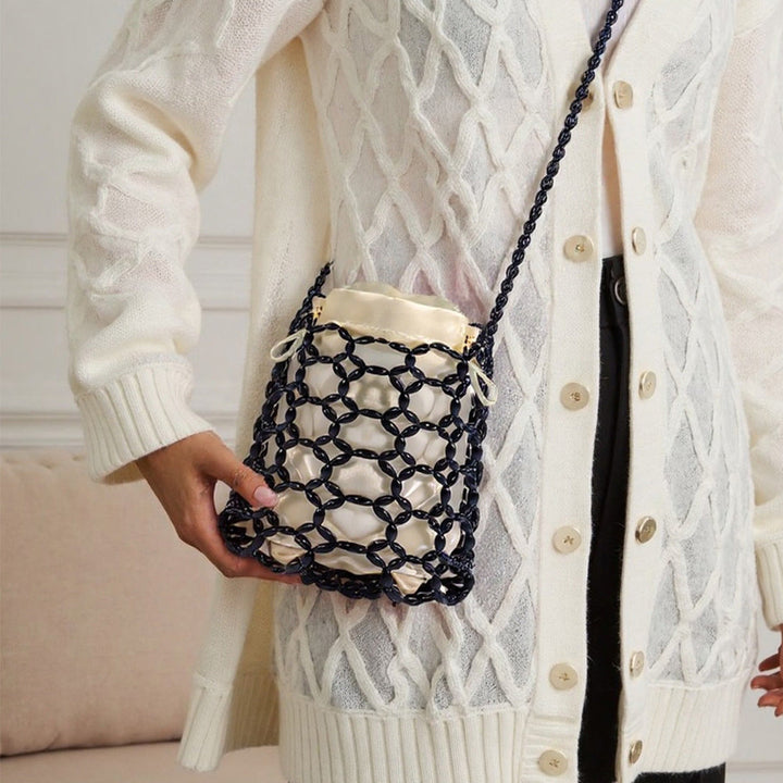 Handmade Beaded Hollow Out Cutout Bag Minority Simple Woven Finished Handbag