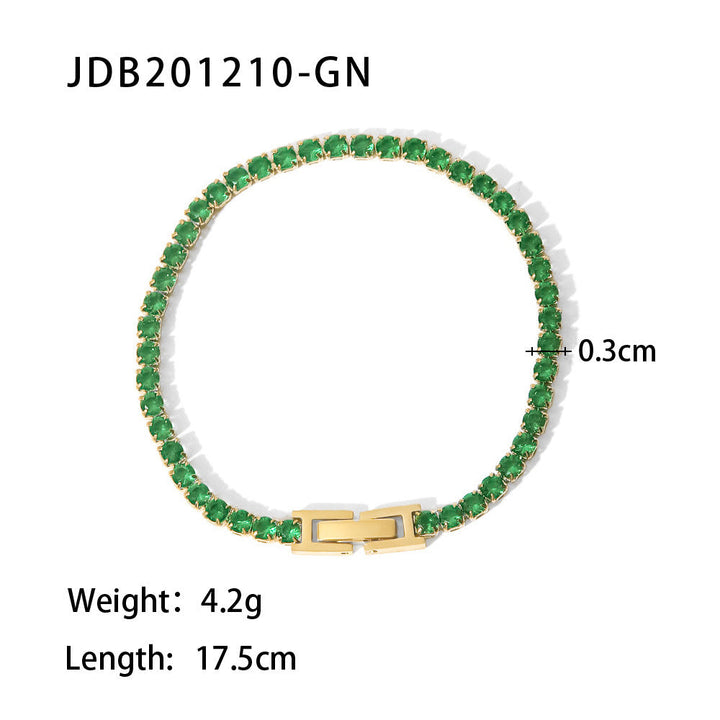 Wind Net Red Jewelry 18K Gold Stainless Steel Inlaid Green Zircon Ring Women Ring