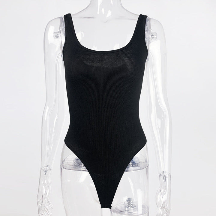 Summer Women Clothing Simple Sleeveless Top Backless Tight Vest Bodysuit