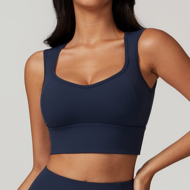 Sollinarry Brushed Back One Piece Sports Underwear Women Shockproof Push up Yoga Bra Running Workout Vest