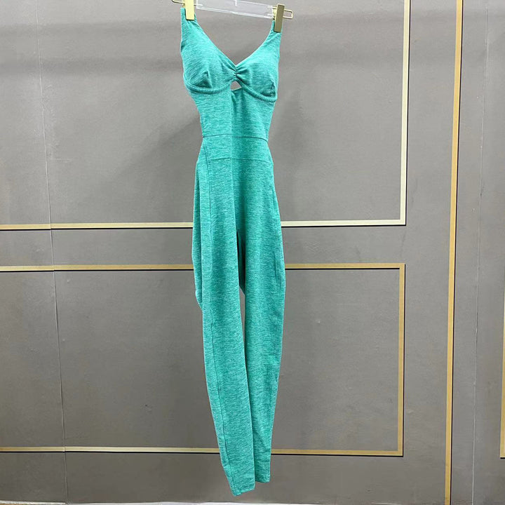Cross Adjustable Shoulder Strap Yoga Jumpsuit Dance Belly Contracting Peach Hip Sports Stretch Tight Jumpsuit