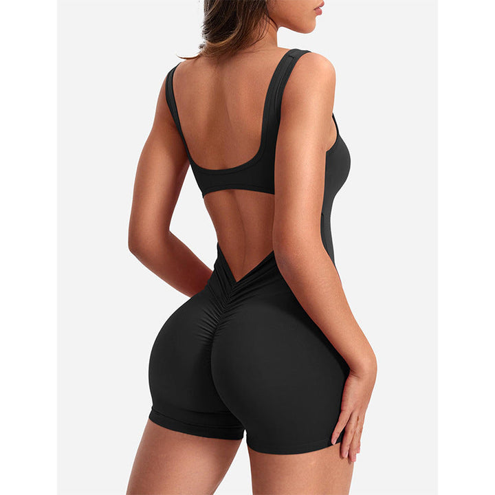 Spring Summer Women Clothing Shoulder Strap Backless Slim Fit Hip Lifting Yoga Jumpsuit