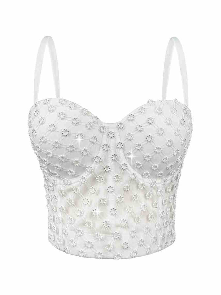 Rhinestone Boning Corset Bra Short Camisole Sexy Slim Outer Wear Slimming Polka Dot Boning Corset Top