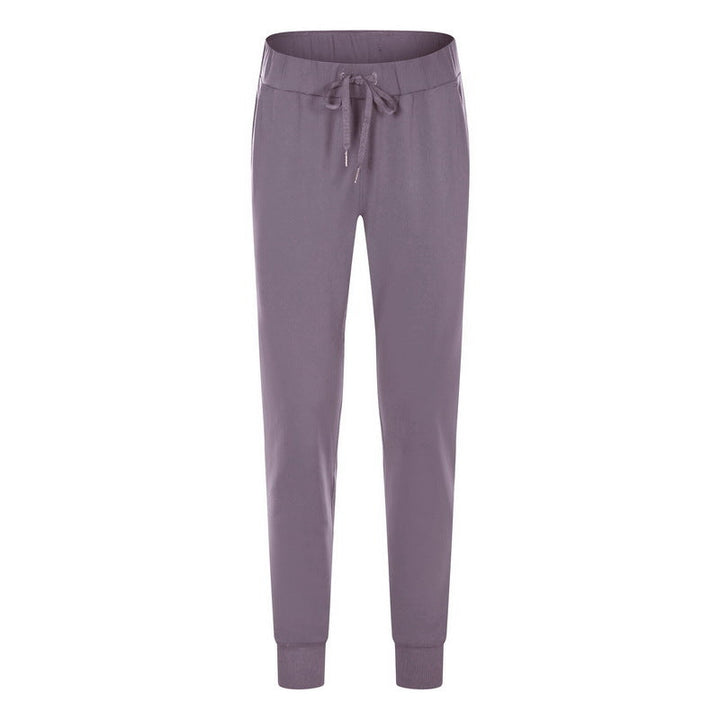 Spring Summer Elastic Lace-up Waist Yoga Pants Simple Straight Sports Casual Elastic Ankle-Tied Cropped Pants for Women