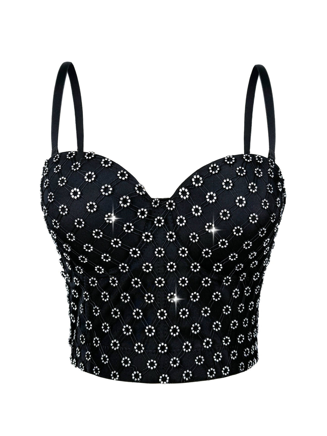 Rhinestone Boning Corset Bra Short Camisole Sexy Slim Outer Wear Slimming Polka Dot Boning Corset Top