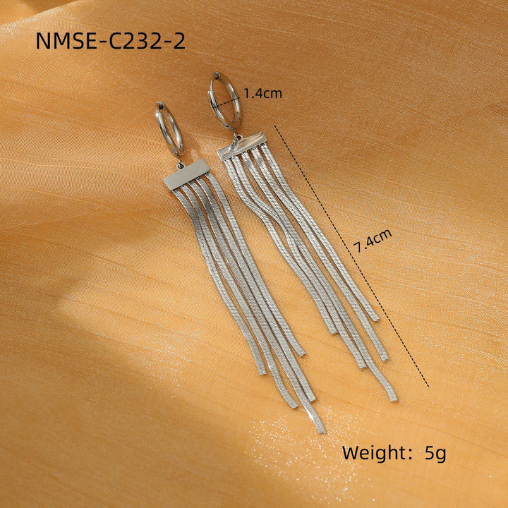 Simple Long Tassel Titanium Steel Earrings Arrival 18K Gold Light Luxury High Grade Stainless Steel Eardrop Earrings