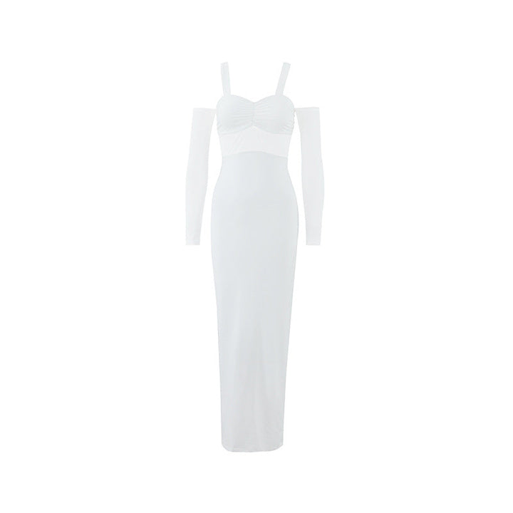 Women Clothing Sexy Spaghetti Straps Corset Slim Mesh Stitching Independent Sleeve Dress