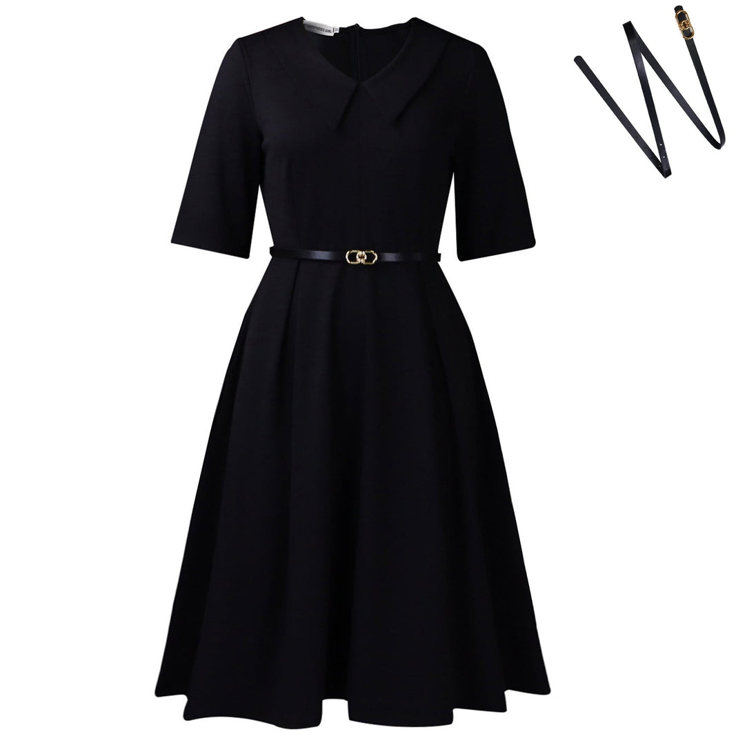 Women Clothing Autumn Elegant Solid Color Polo Collar Africa Dress