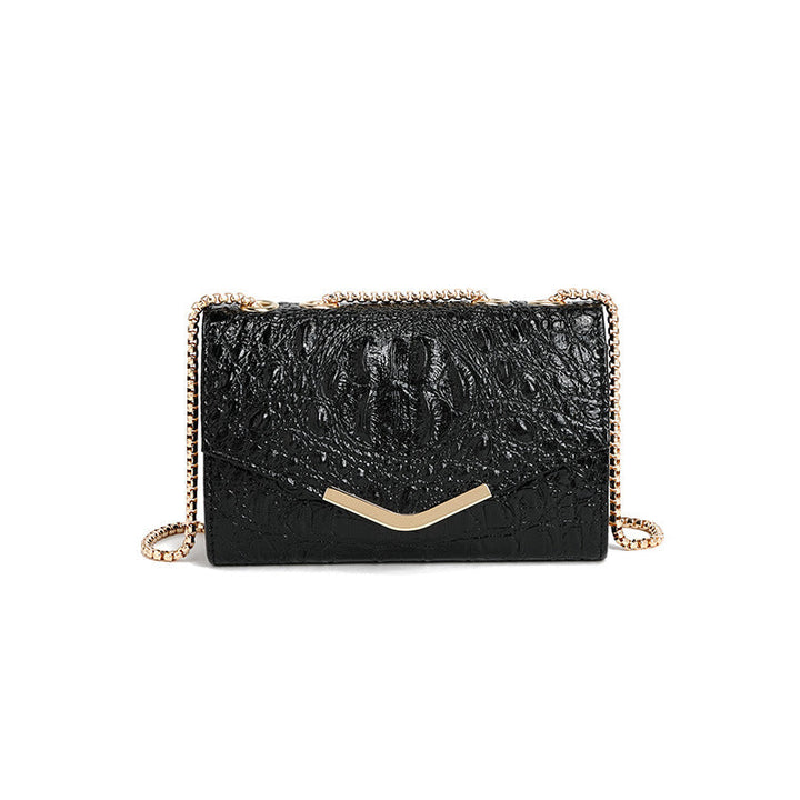Bag Women Fashionable All Match Crocodile Pattern Chain Shoulder Crossbody Small Square Bag