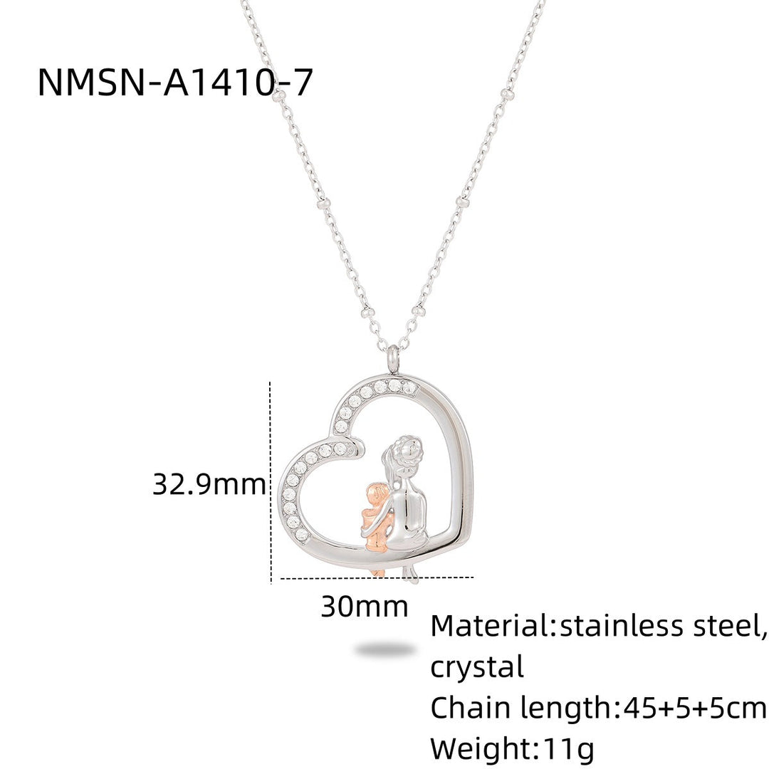 Heart Shape with Diamond Titanium Steel Necklace Women Creative Stainless Steel Embellished