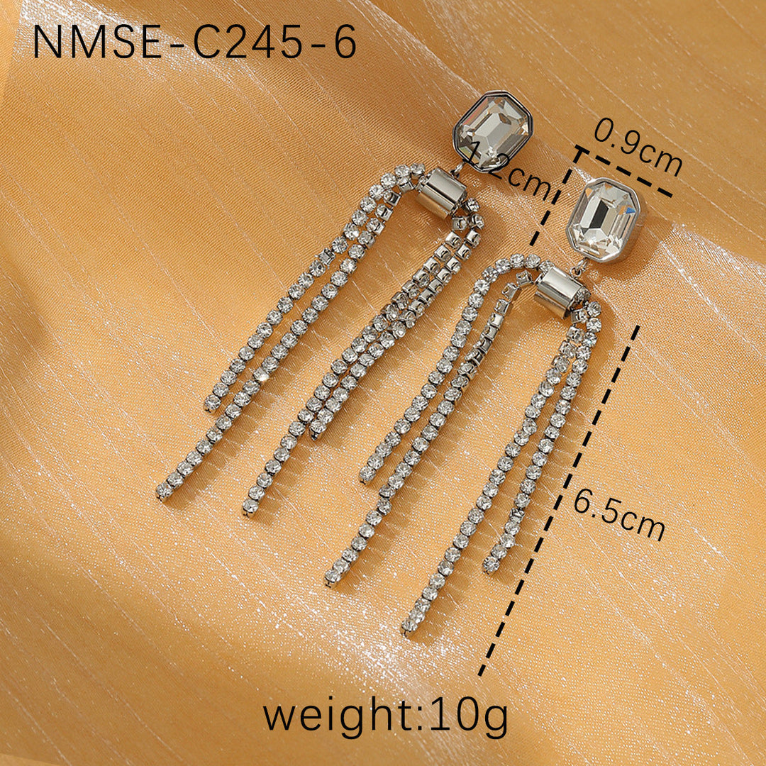 Tassel Pearl Titanium Steel Earrings Women Light Luxury High Grade Diamond Embedded Non Fading Stainless Steel Eardrop