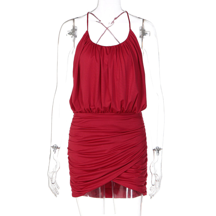 Summer Women Clothing Sexy Sexy Elegant Halter Backless Ruffle Hip Dress