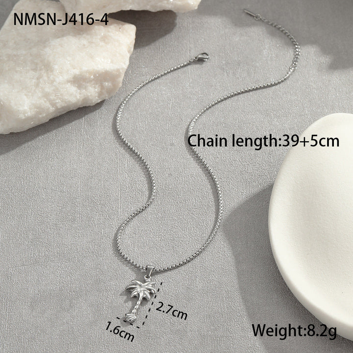 Coconut Fishtail Embellished Stainless Steel Necklace Holiday Titanium Steel Clavicle Chain 18K Gold Plating Necklace