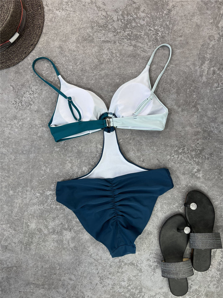 Women Sexy One Piece Swimming Suit Special Multicolor Pants Pleated One Piece Swimsuit