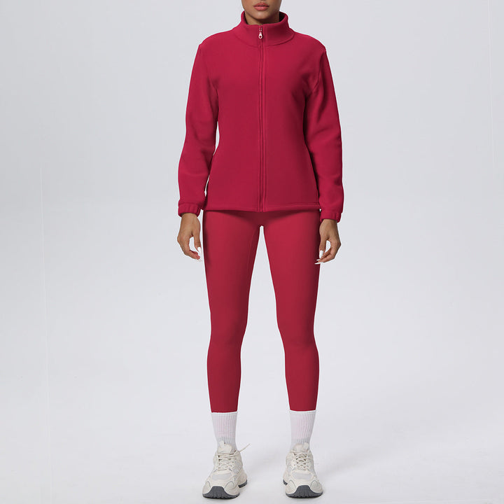 Skinny Yoga Pants High Waist Hip Lift Nude Feel Sports Long Sleeve Zipper Fleece Padded Coat Workout Clothes Yoga Suit