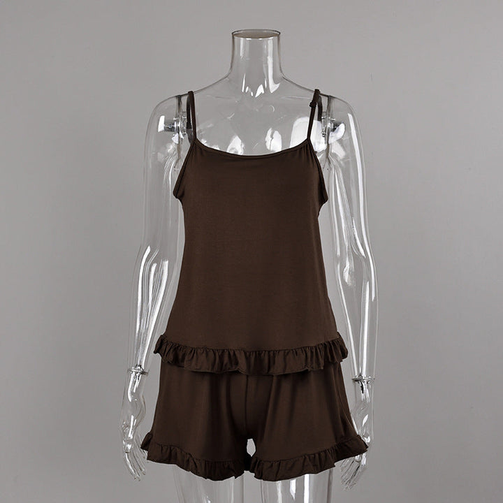 Knitted Modal Vest Top Wooden Ear Shorts Two Piece Soft Pajamas Home Wear