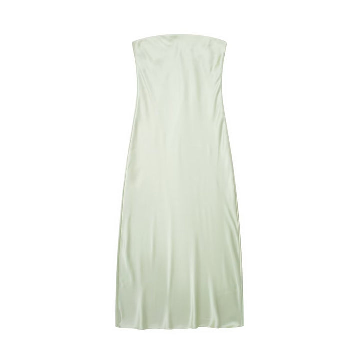 Spring Women Casual Silk Satin Texture Tube Dress