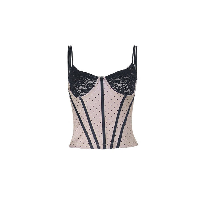 Women Summer Waist Slimming Polka Dot Lace All Matching Vest