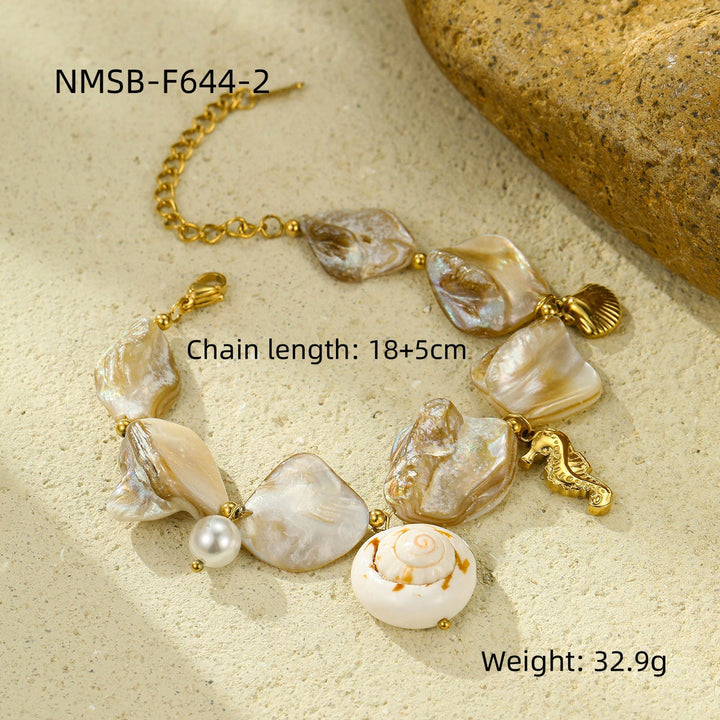Stainless Steel Bracelet Shell Pearl Light Luxury Titanium Steel Women Bracelet Jewelry