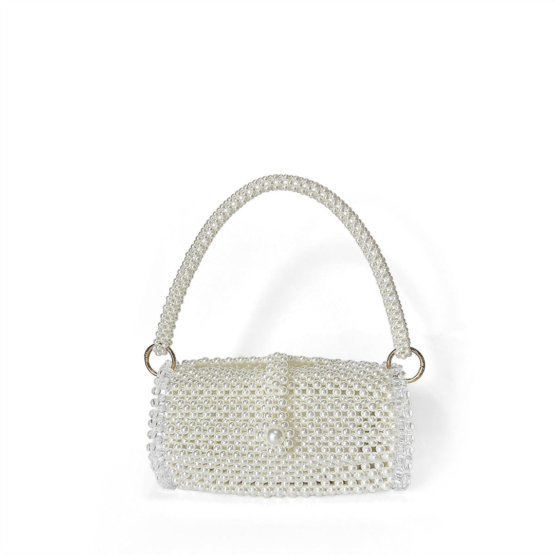 Retro Dinner Cans Pearl Bag Acrylic Beads Hand Carrying Knitting Beaded Pouch Mobile Phone Bag