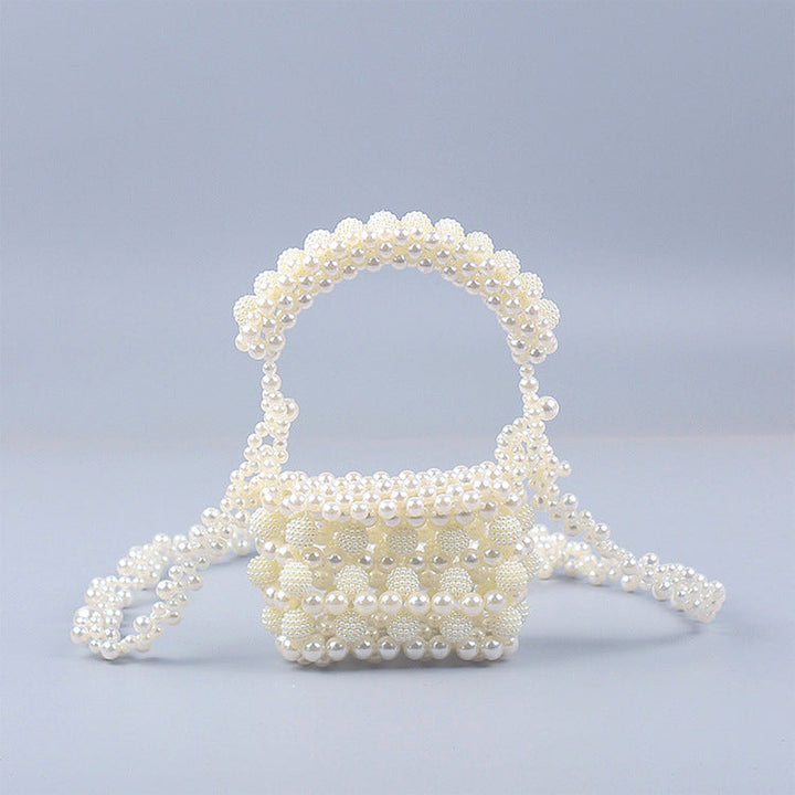 Hand Woven Beaded French Classic Baroque Beaded Waxberry Pearl Small Bucket Handbag