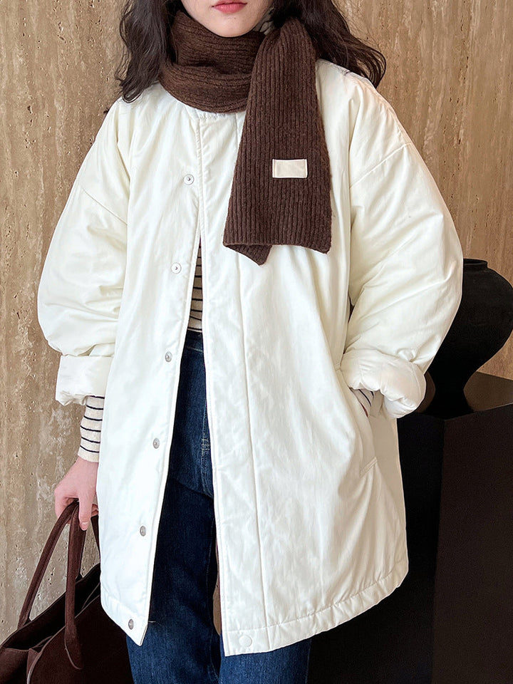 Simple Profile Cotton Coat Jacket Women Winter Oversize Quilted Workwear Cotton Coat