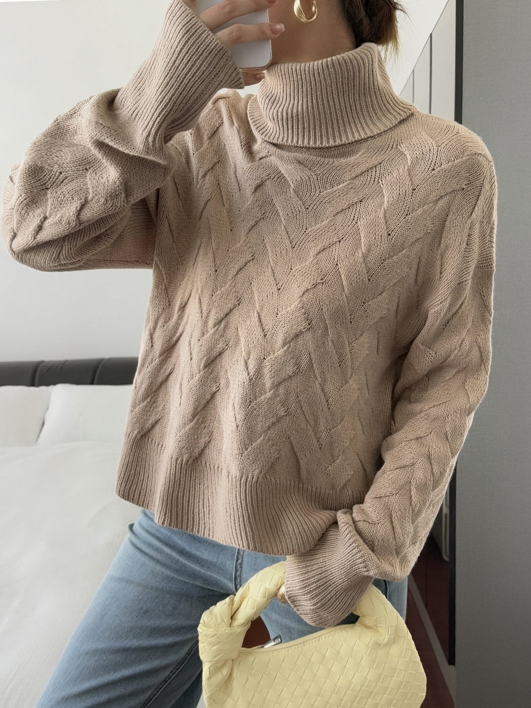 Women Clothing Autumn Winter Casual Solid Color Wool Long Sleeve Sweaters
