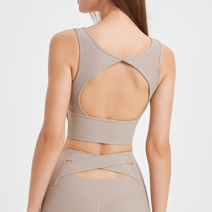 Spring Summer Beauty Back One Piece Sports Underwear Fixed Cup Yoga Bra Running Quick-Drying Shockproof Fitness Vest
