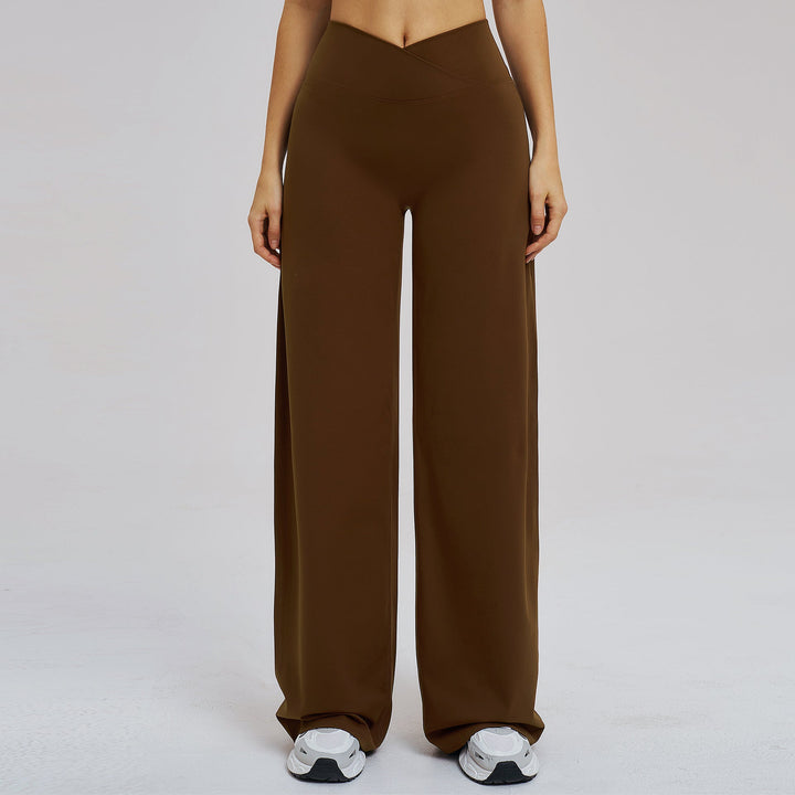 Brushed Casual Wide Leg Pants Cross Waist Brushed Loose Pants Outdoor Running Sports Wide Leg Pants