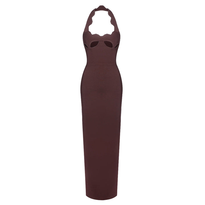 Retro French Black Dress Halter Cut out Advanced Sexy Inner Wear Spring Bandage One Piece Dress