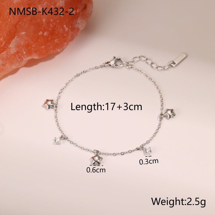 Titanium Steel Bracelet 18K Gold Plating Zircon Star Embellished Exquisite Light Luxury Hand Jewelry