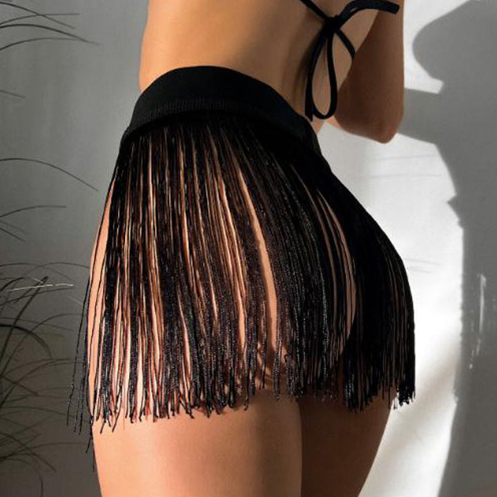 Beach Tassel Little Short Dress Bikini Beach Vacation Swimsuit Half Length Overskirt Women