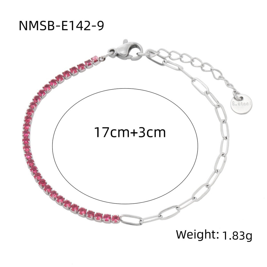 Arrival Rainbow Color Fine Diamond Titanium Steel Bracelets Women Exquisite Small Qiaoyi Row Full Diamond Stainless Steel Jewelry