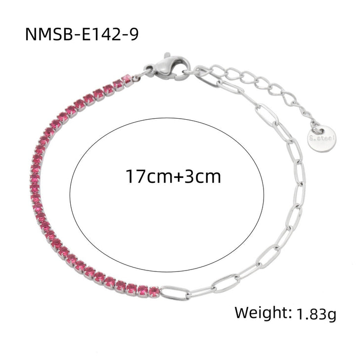 Arrival Rainbow Color Fine Diamond Titanium Steel Bracelets Women Exquisite Small Qiaoyi Row Full Diamond Stainless Steel Jewelry