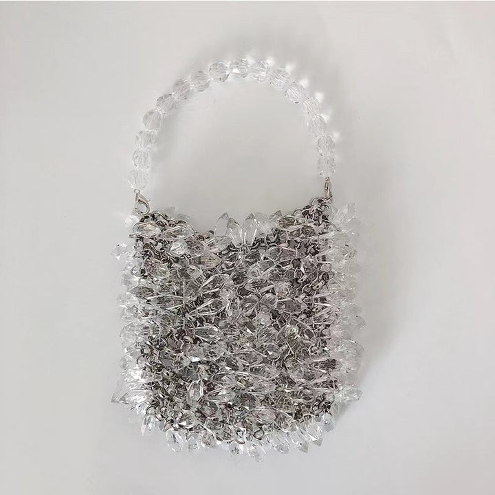 Transparent Crystal Handmade Bag Luxury Handbag Women Handmade Acrylic Bead Water Drop Handbag