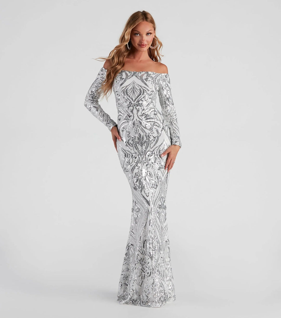 Women Elegant Sequ Sexy off Neck Dress Cocktail Evening Maxi Dress