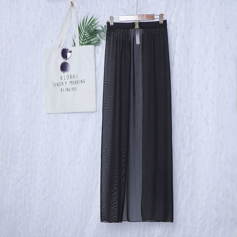 High Waist Swimming Dress Women Solid Color Belly Covering Half Cardigan Swimming Pants Skirt Wrap Skirt Bikini Swimsuit
