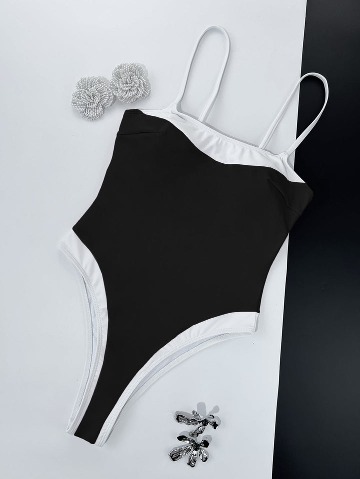 Ladies One Piece Contrast Color One Piece Bikini Swimsuit