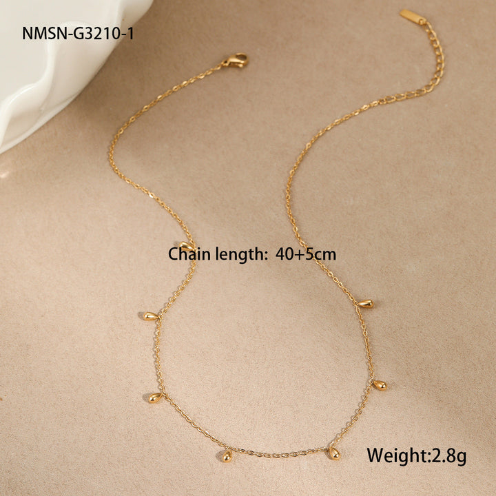 Minimalist Light Luxury Minority Titanium Steel Necklace Water Drop Tassel Clavicle Chain Plated 18K Advanced Sense Necklace Direct