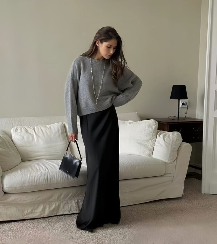 Autumn Winter Russian Thickened Short round Neck Solid Color Sweater All Matching Basic Women Clothing