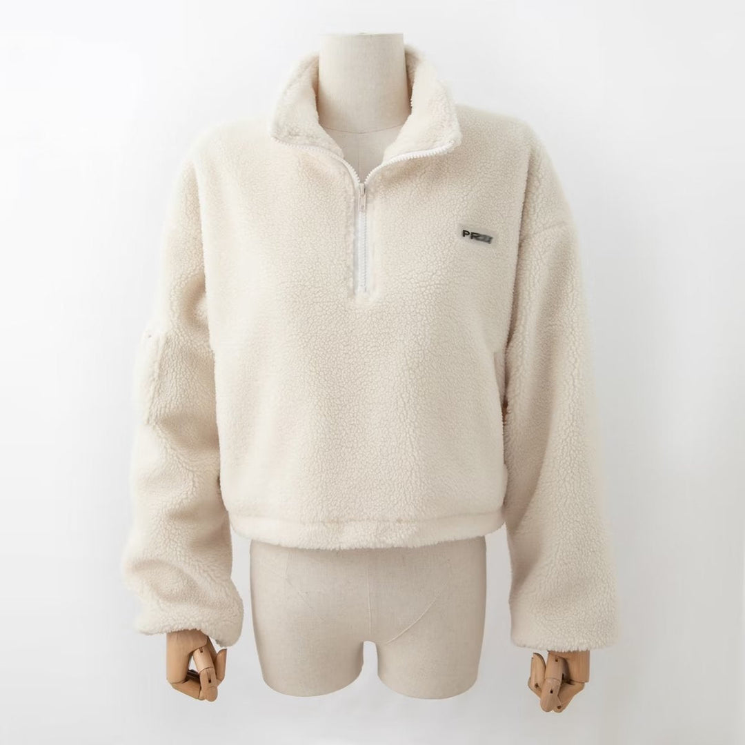 Autumn Winter Women Clothing Short Drawstring Loose Sweatshirt Coat