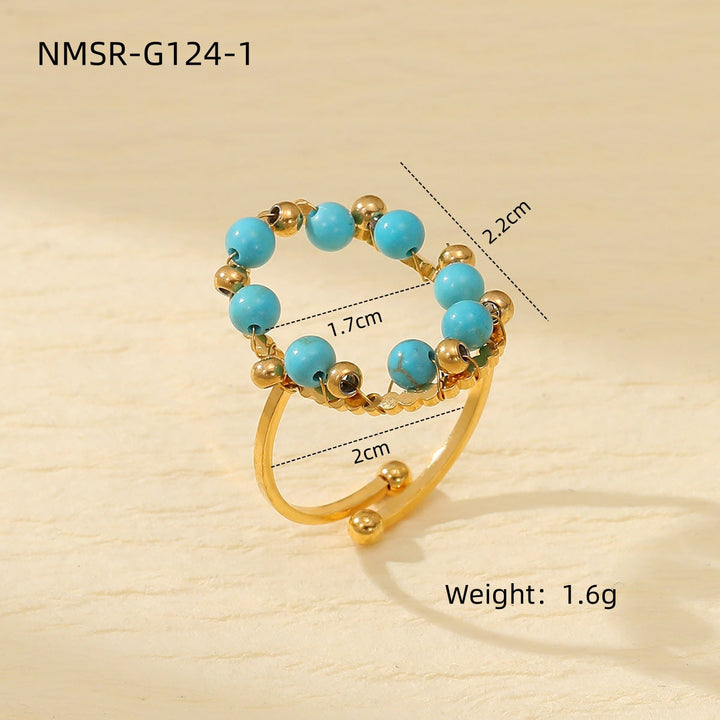 Blue Natural Stone Love Design Titanium Steel Ring Women Arrival Minority High Grade Stainless Steel Ring