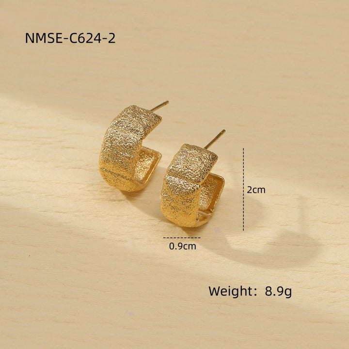 Arrival Frosted Exaggerated Arc Titanium Steel Ear Studs Women Affordable Luxury High Grade Stainless Steel Earrings Women