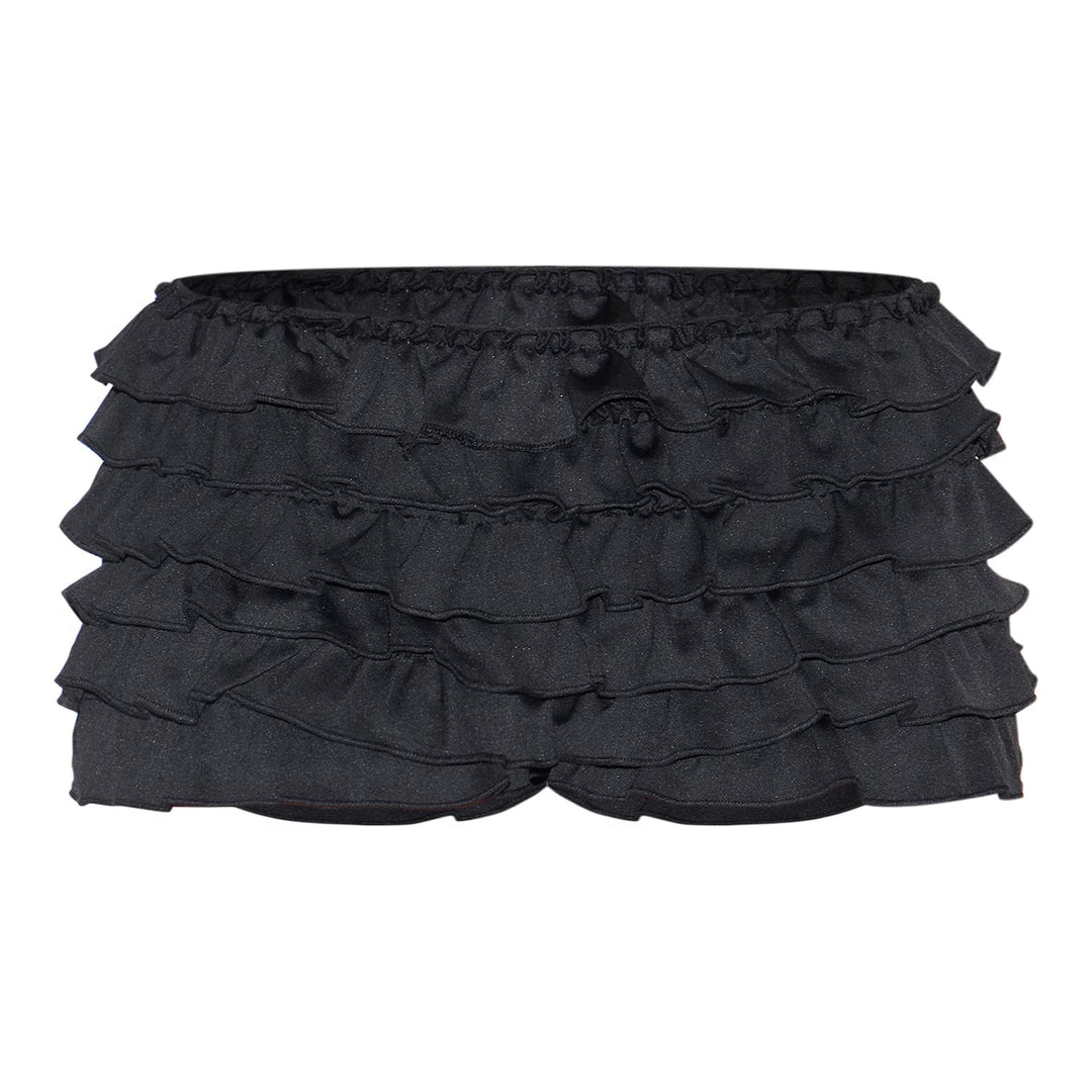 Women Clothing Solid Color Frill Wavy Casual Lantern Dress Short Skirt Culottes