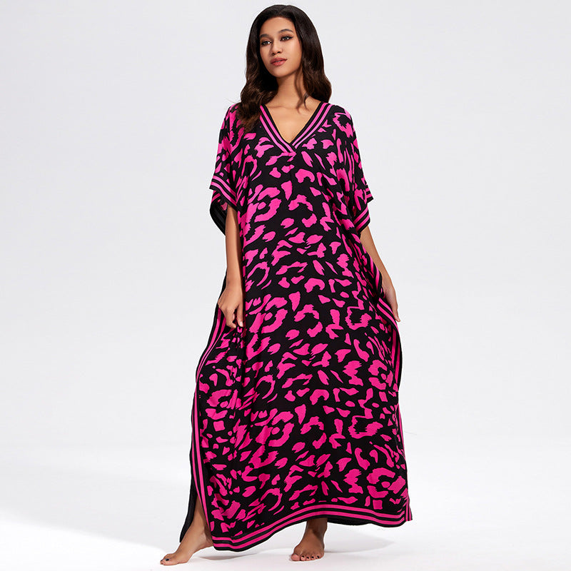 Rayon Vacation Loose Robe Beach Sun Protection Blouse Seaside Dress Women Swimsuit Outerwear