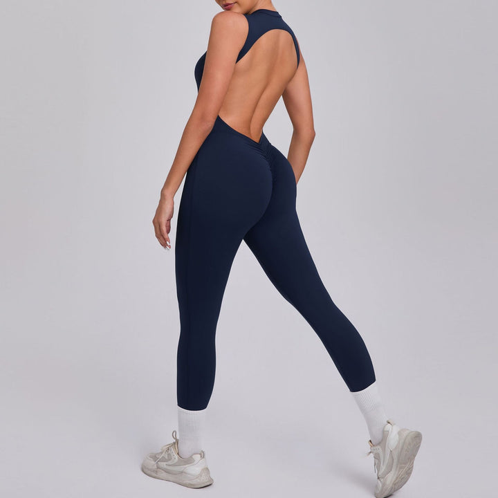 Backless Sleeveless Yoga Jumpsuit Peach Hip Fitness Detachable Chest Pad Sports Jumpsuit